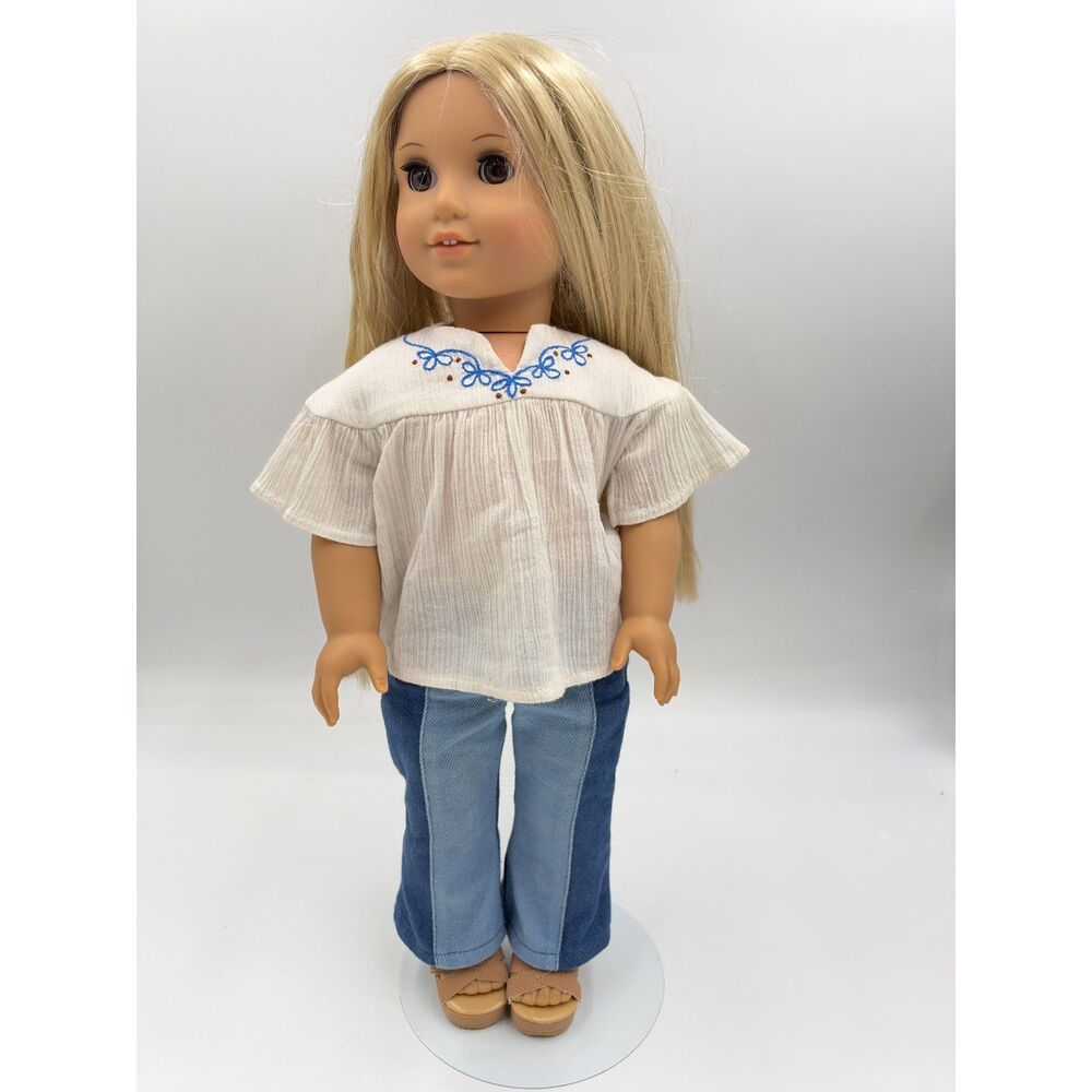 American Girl Doll Julie Albright Original 2007 Meet Outfit 18" Blonde Brown Eye